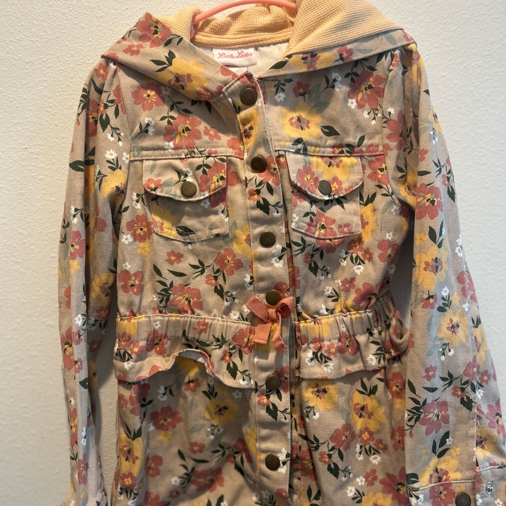 Little Lass Floral Jean Jacket - Multicolor